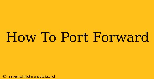 How To Port Forward