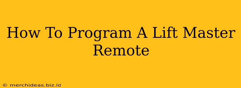 How To Program A Lift Master Remote