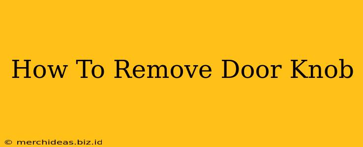 How To Remove Door Knob