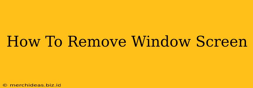 How To Remove Window Screen