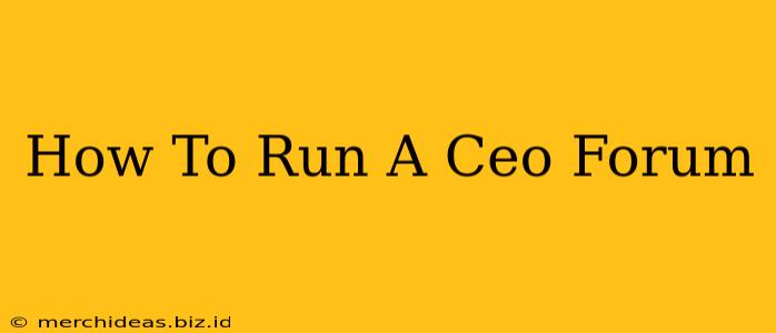 How To Run A Ceo Forum