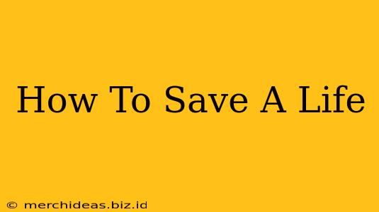 How To Save A Life