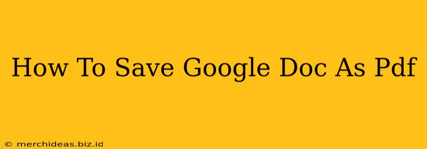 How To Save Google Doc As Pdf