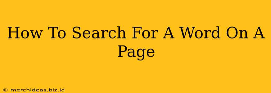 How To Search For A Word On A Page