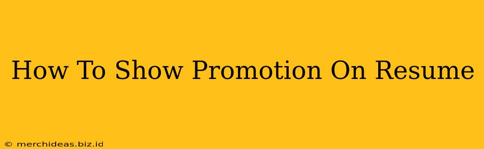 How To Show Promotion On Resume