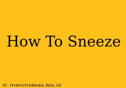 How To Sneeze