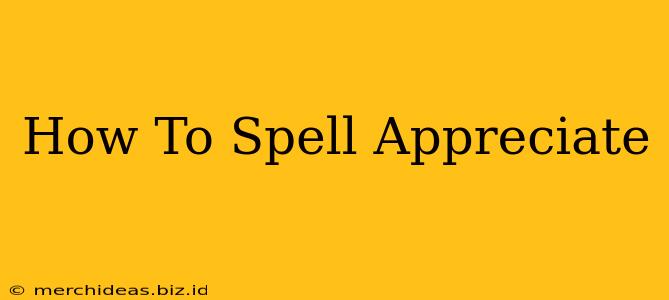 How To Spell Appreciate