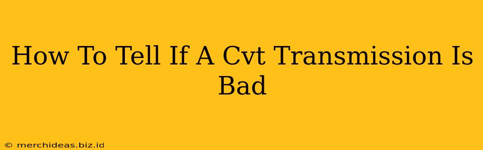 How To Tell If A Cvt Transmission Is Bad