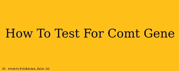 How To Test For Comt Gene