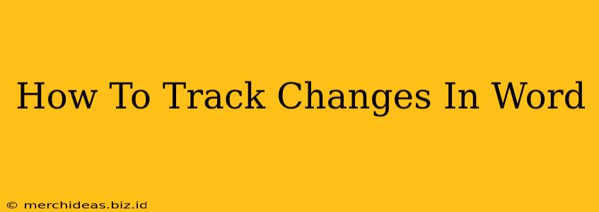 How To Track Changes In Word