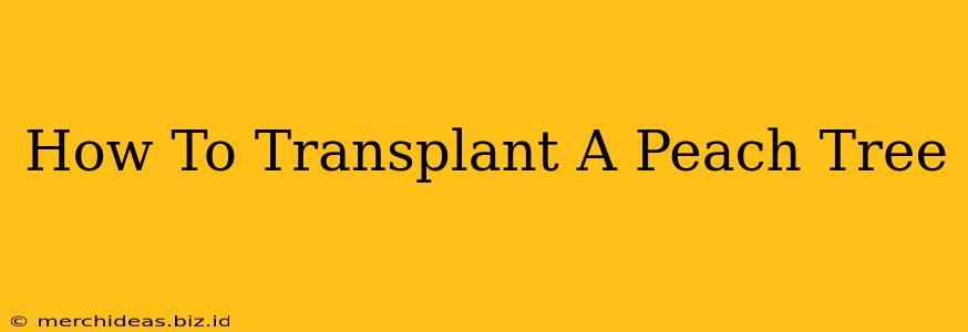 How To Transplant A Peach Tree