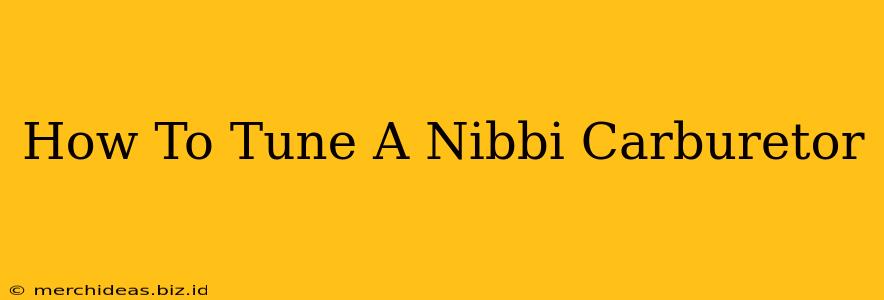 How To Tune A Nibbi Carburetor