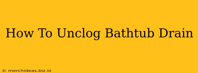 How To Unclog Bathtub Drain