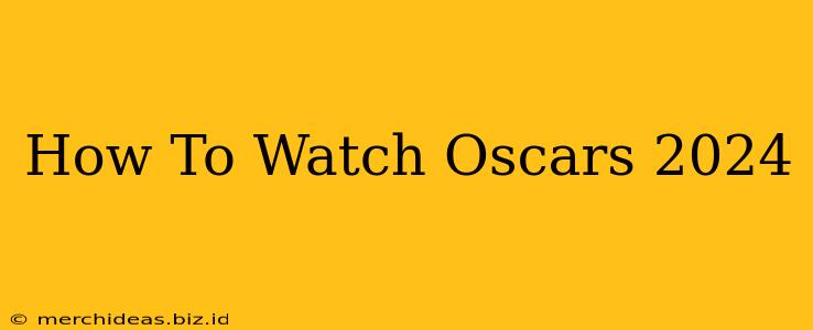 How To Watch Oscars 2024