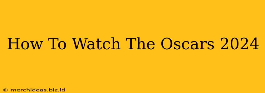 How To Watch The Oscars 2024